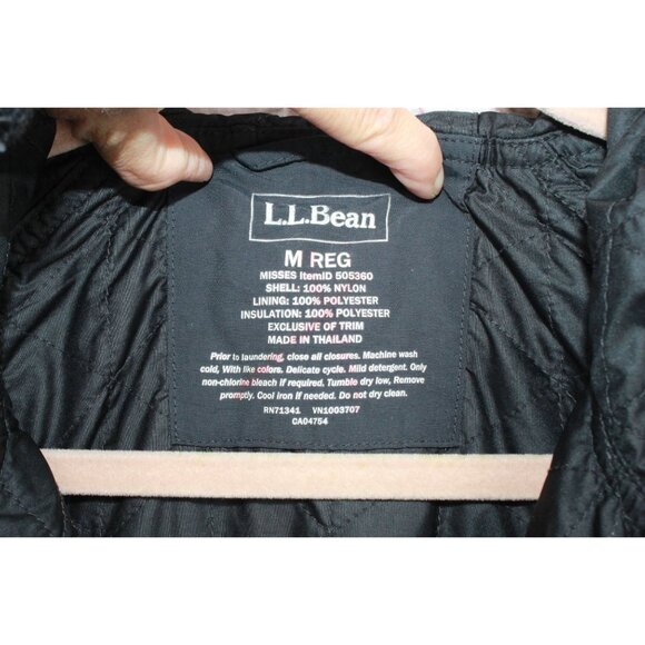 L.L. Bean Mountain Classic Insulated Anorak Hooded Nylon Black Size M - Picture 9 of 10